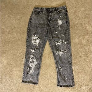 American Eagle black acid washed mom jeans